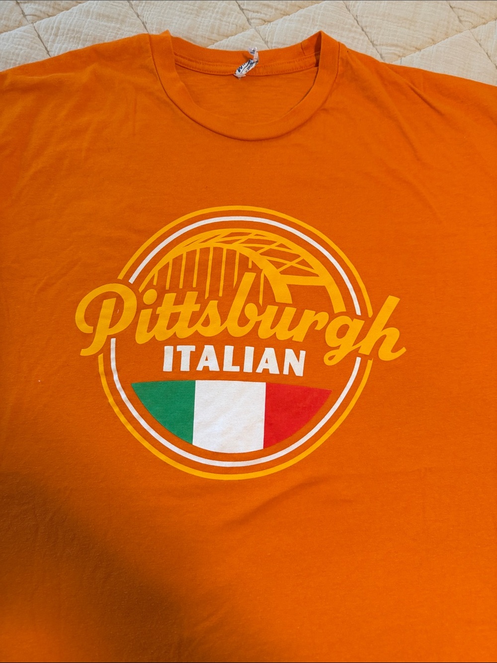 Pittsburgh Italian Graphic Tee - Orange UNISEX L/XL